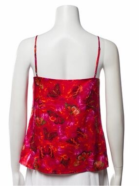 L'AGENCE Pink & Red Butterfly Silk Camisole